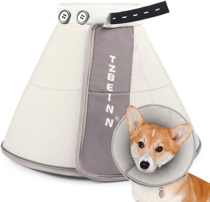 TZBEINN Soft Dog Cone Collar Alternative, Comfortable Elizabethan Dog Neck Pillow Cone for Extra Medium Dogs (Shiba Inu Corgi Beagle), Protective Adjustable Head Recovery Cone After Surgery Anti Licking - Image 1